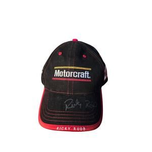 Ricky Rudd #21 Motorcraft Wood Brothers Team Caliber Signed NASCAR Hat
